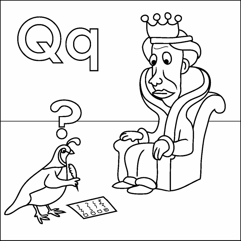 Free coloring page feb letter q