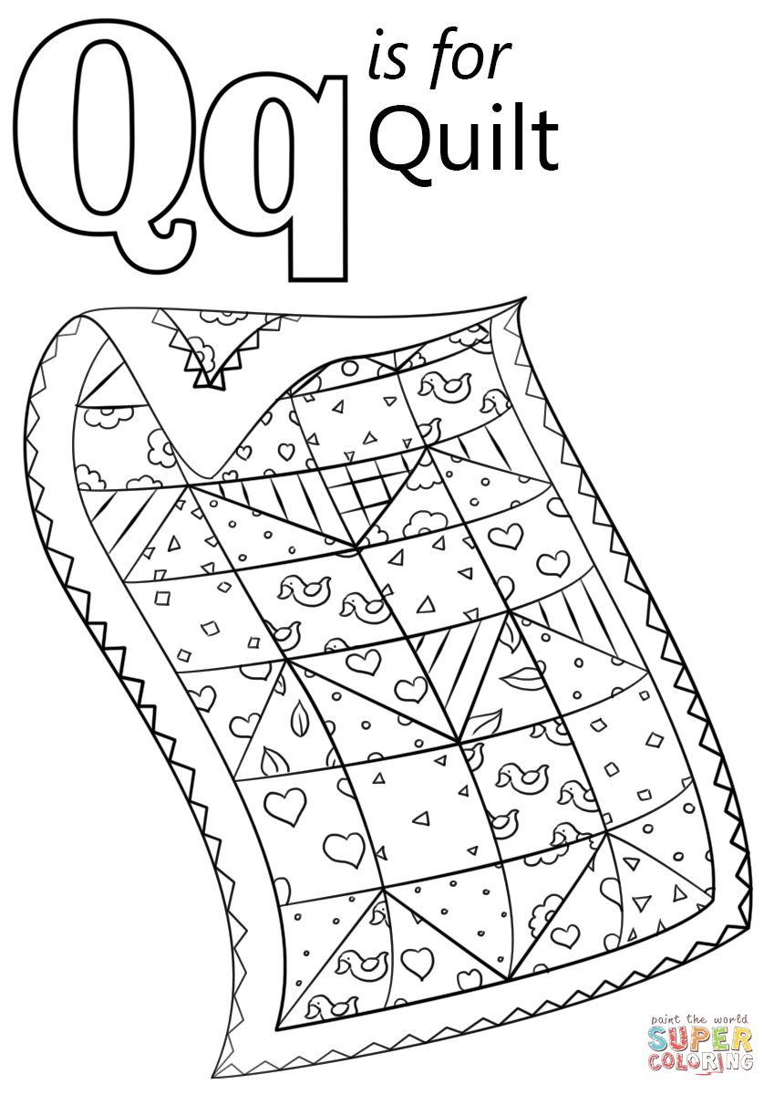Coloring fun q is for quilt coloring page