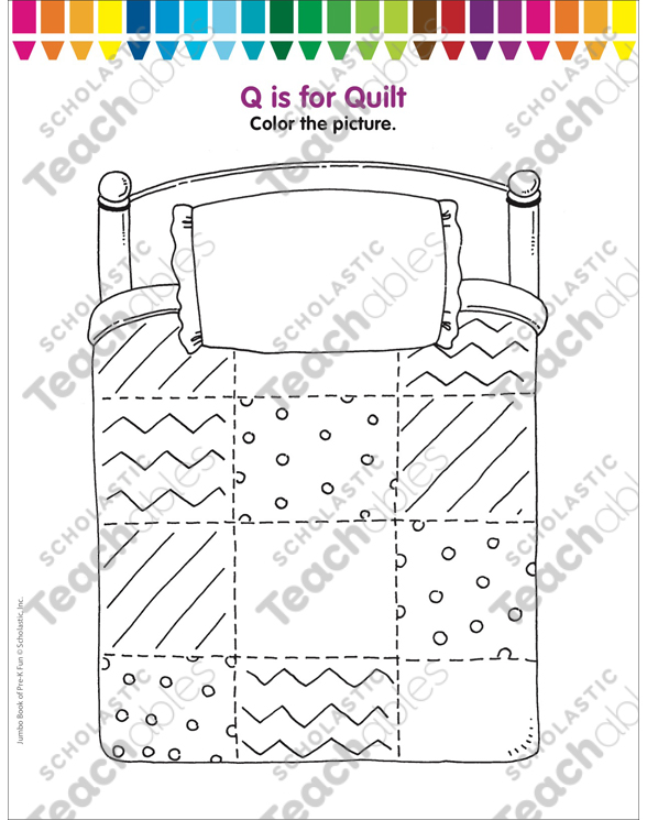 Q is for quilt coloring page printable coloring pages