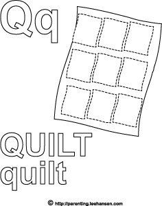 Letter q activity page quilt alphabet coloring sheet