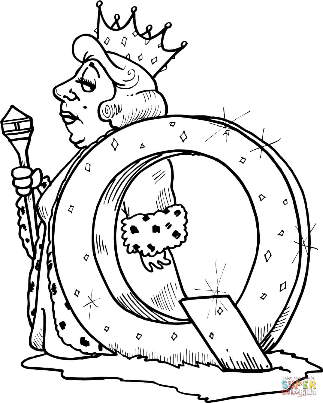 Letter q is for queen coloring page free printable coloring pages