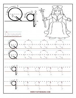 Printable letter q tracing worksheets for preschool