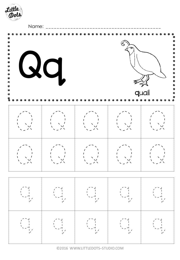 Free letter q tracing worksheets