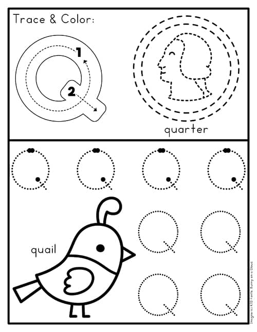 Letter q preschool printables