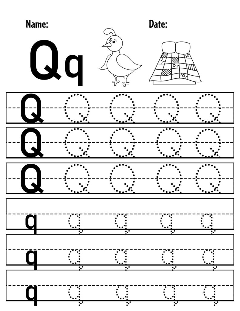 Free letter q worksheets for preschool â the hollydog blog