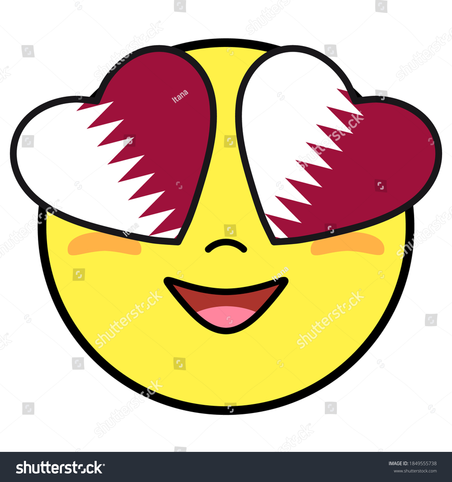 Qatar flag button patriotic smile hearts stock vector royalty free