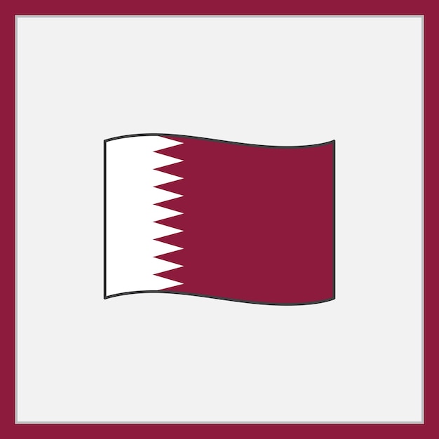 Premium vector qatar flag cartoon vector illustration flag of qatar flat icon outline national qatar flag