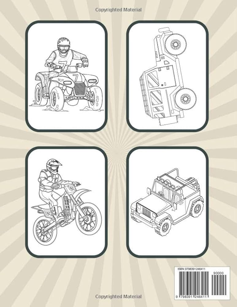 Off road vehicles and atv coloring book for kids ages to off roading trucks all terrain cars dirt bikes coloring pages for kids cute gift for boys and girls