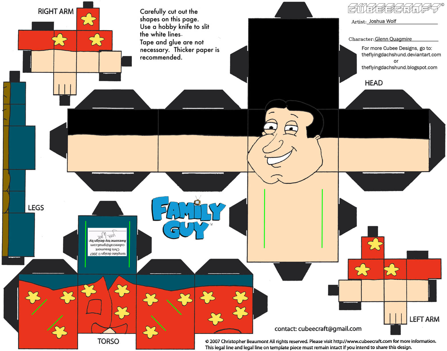 Glenn quagmire paper toy free printable papercraft templates