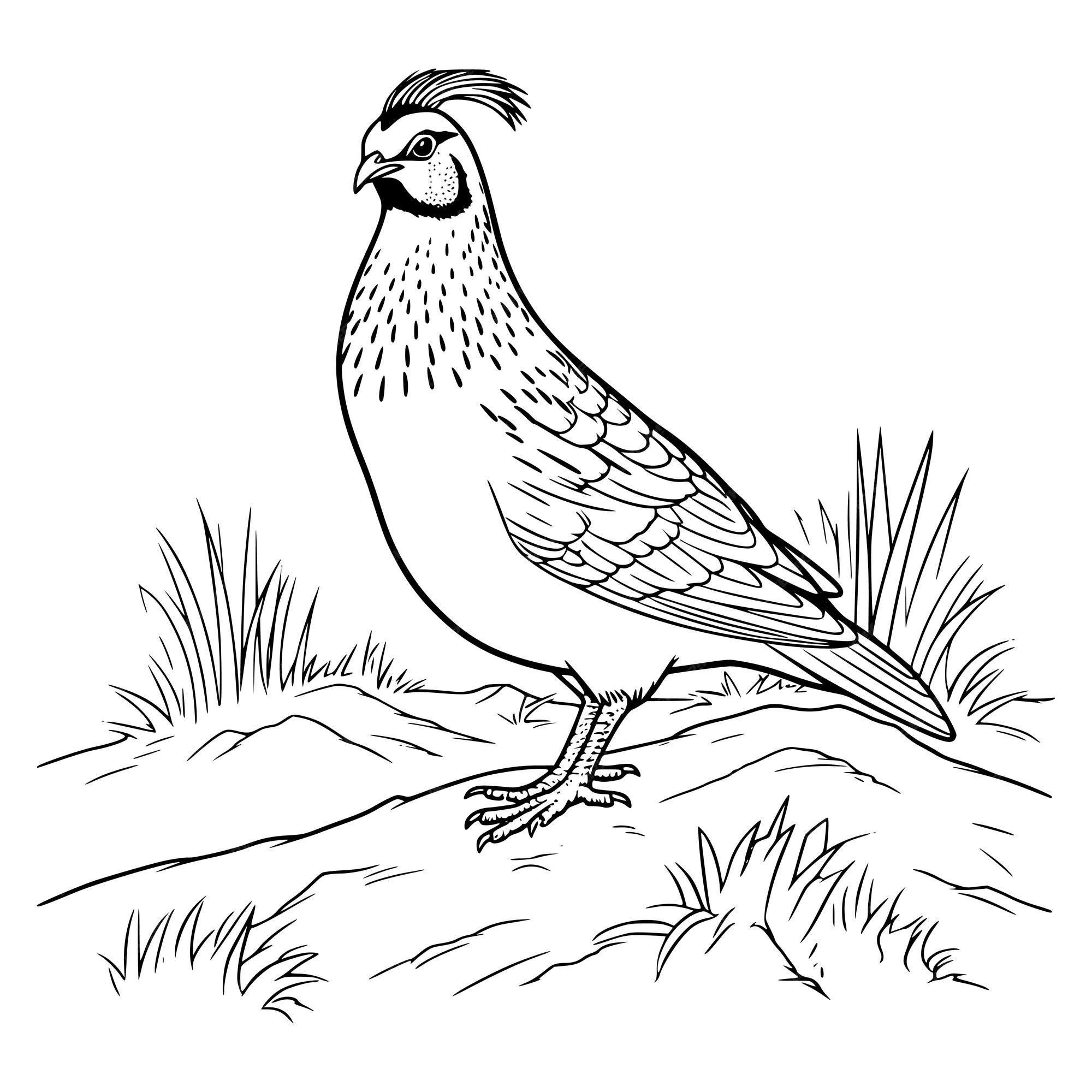 Premium vector quail coloring page for kids