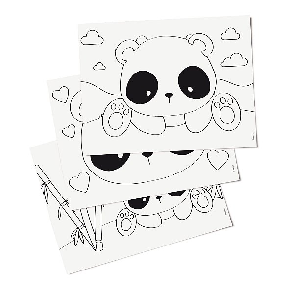 Folhas para colorir festa panda