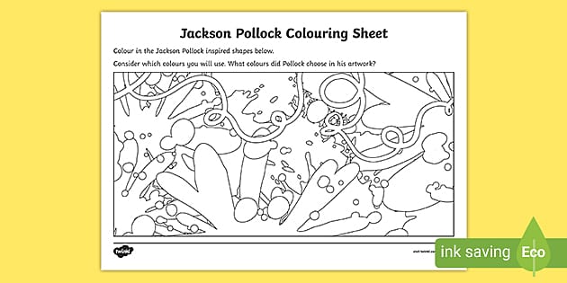 Jackson pollock colouring sheet professor feito