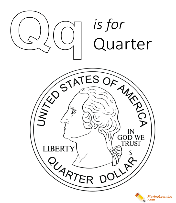 Q is for quarter coloring page free q is for quarter coloring page