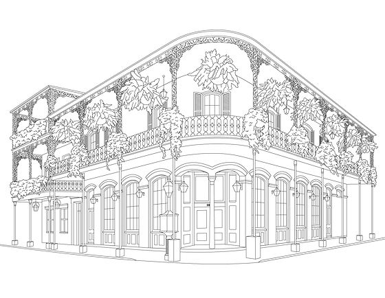 French quarter coloring page color our town