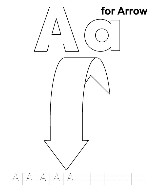 A for arrow coloring page with handwriting practice download free a for arrow coloring page with handwriting practice for kids best coloring pages