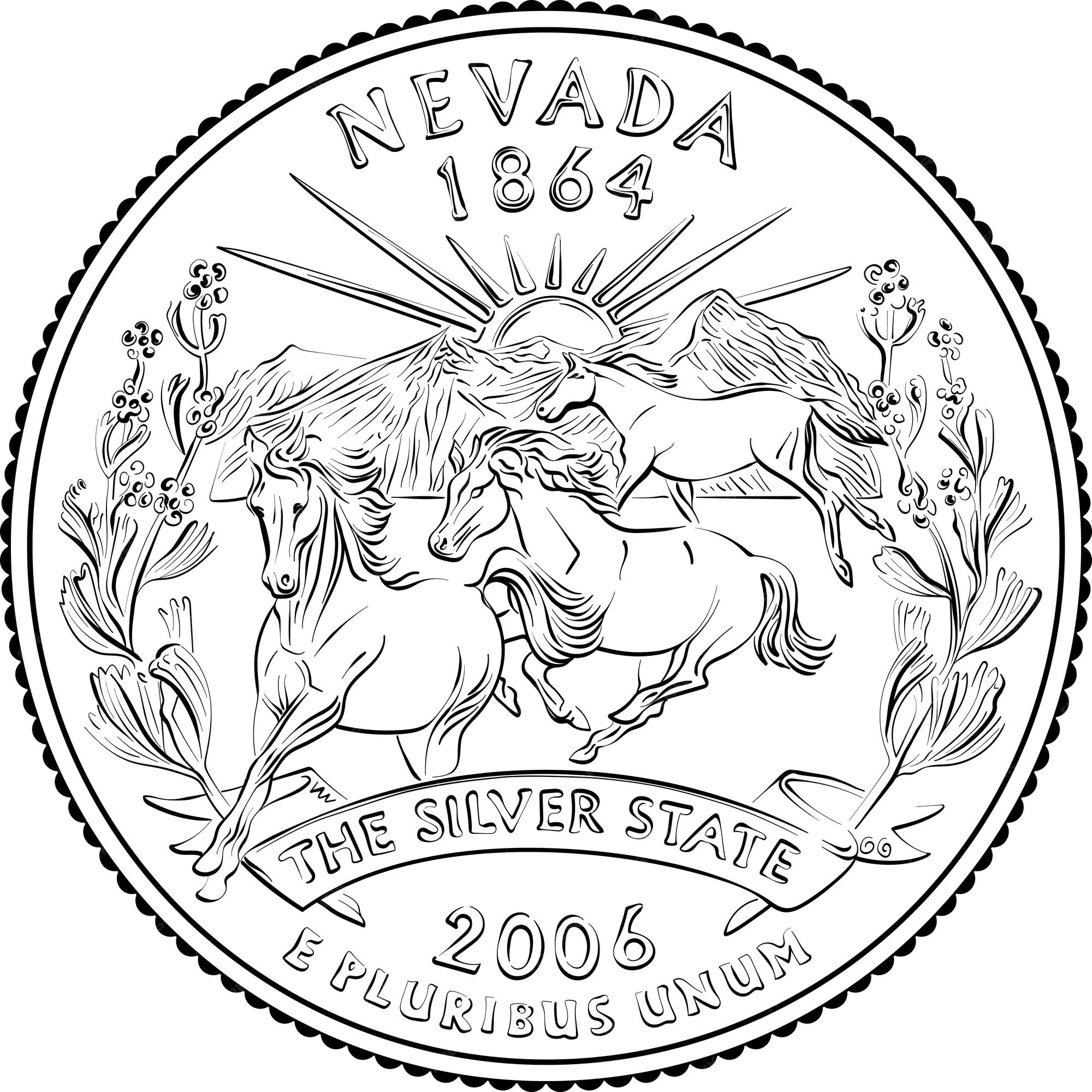 Premium vector american money usa washington quarter dollar nevada black and white image