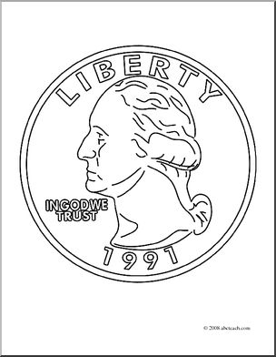 Clip art quarter front coloring page i