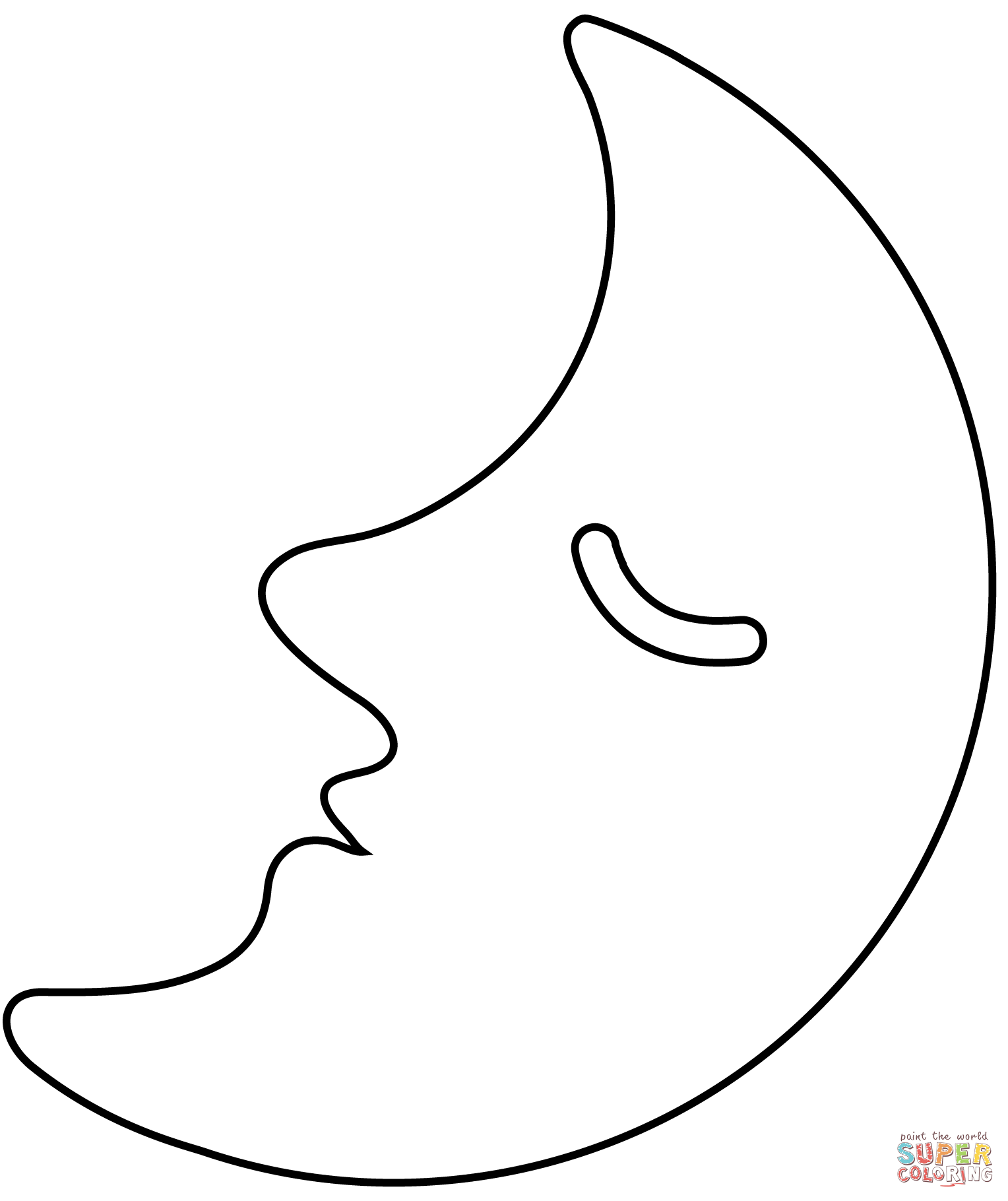 First quarter moon face emoji coloring page free printable coloring pages