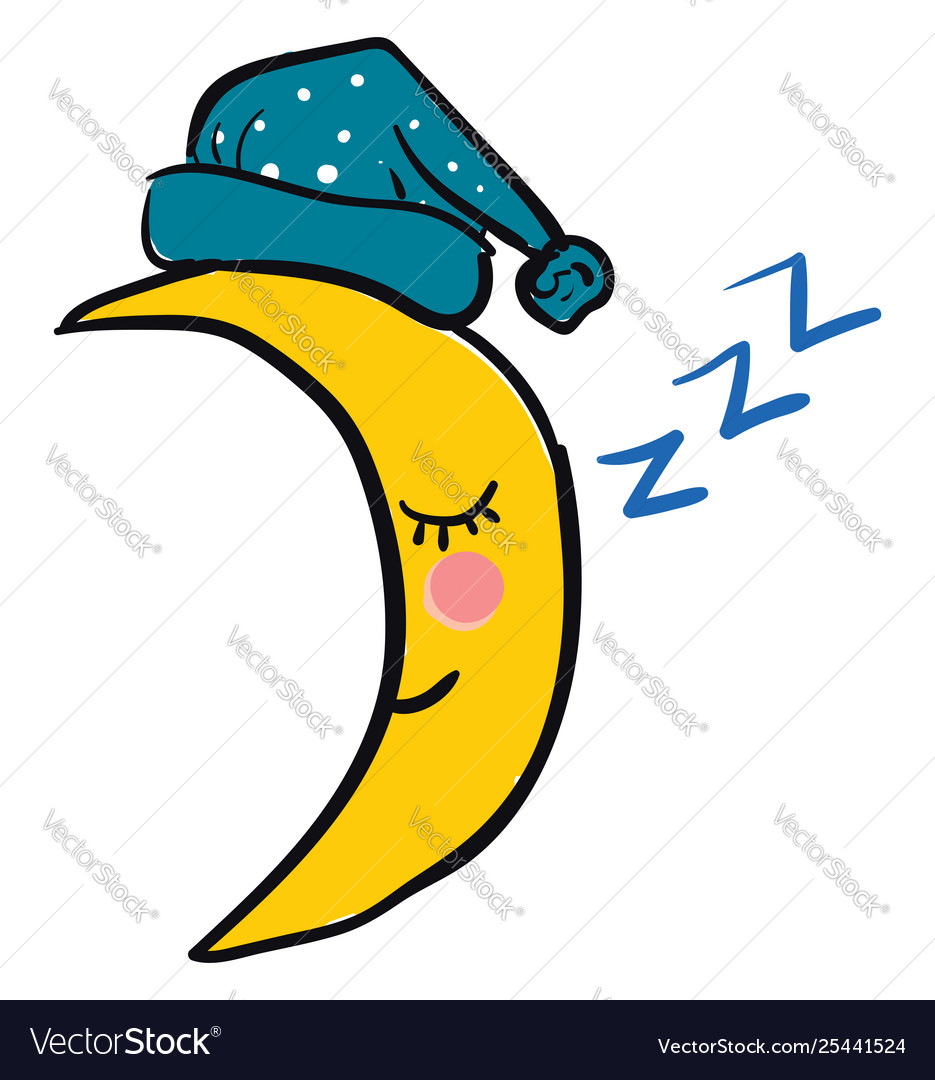 Emoji sleeping crescent moon or color royalty free vector