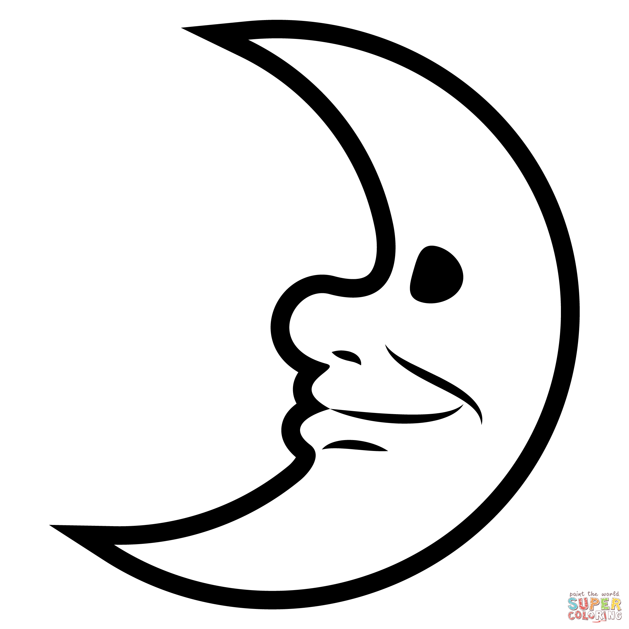 First quarter moon face emoji coloring page free printable coloring pages