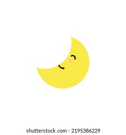 Cute yellow crescent moon emoji face stock vector royalty free