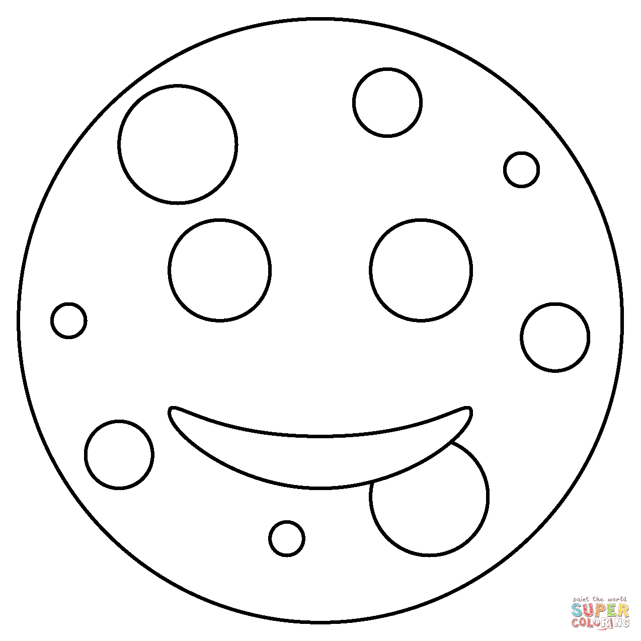 Full moon face emoji coloring page free printable coloring pages