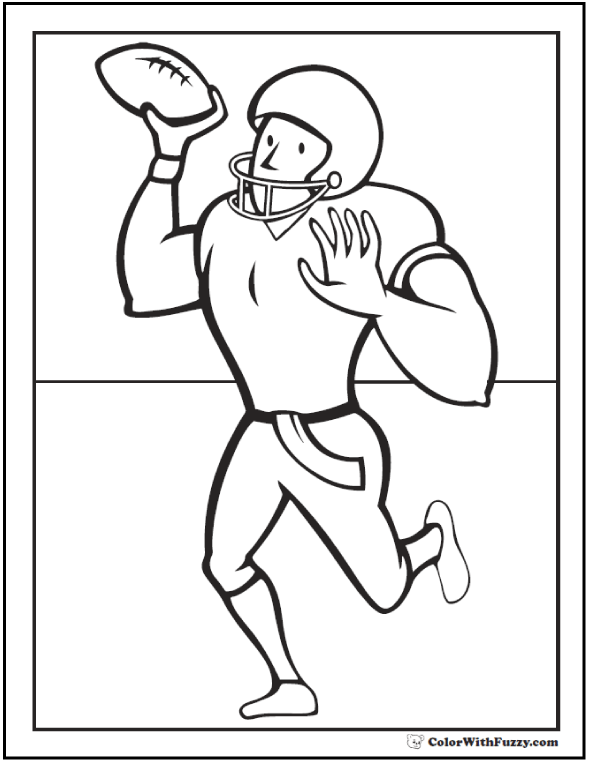 Football coloring pages â quarterbacks receivers running