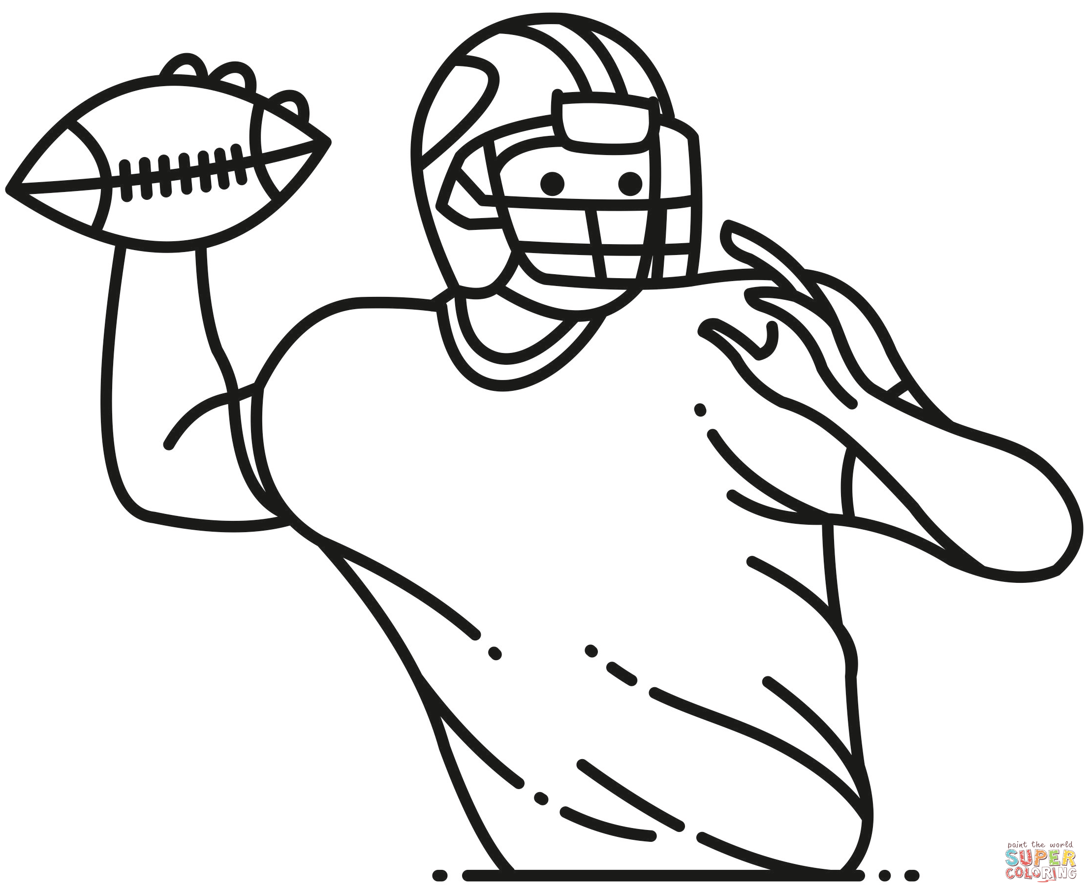 Quarterback throwing coloring page free printable coloring pages