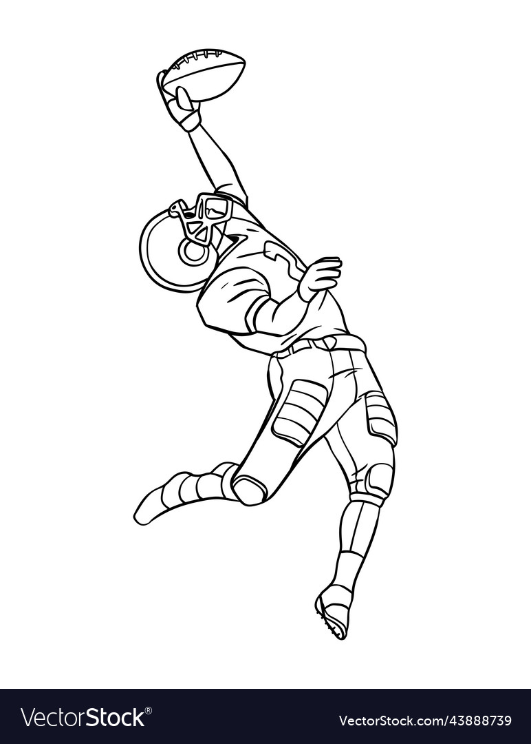 American football isolated coloring page for kids vector image