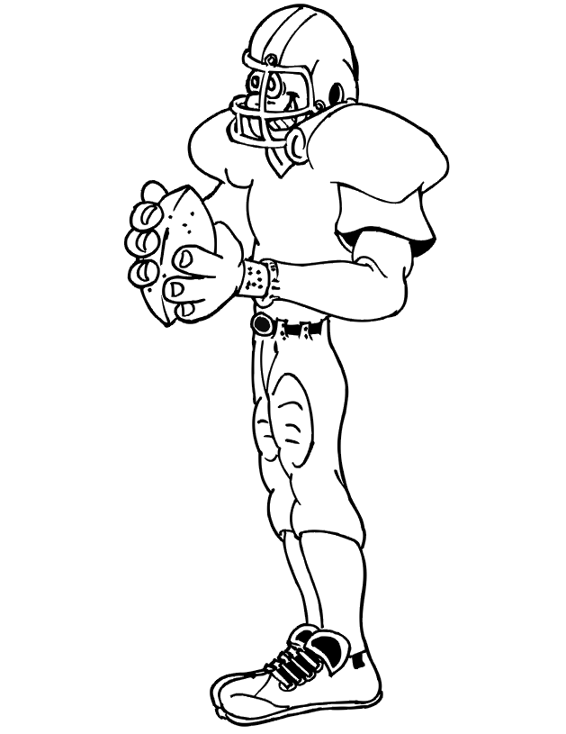 Football coloring picture quarterback holding ball