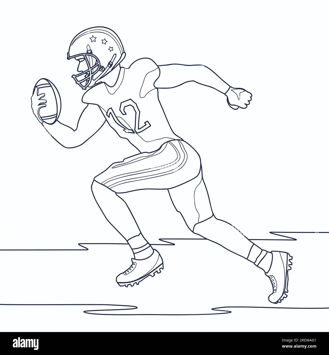 Quarterback running and throwing breakthrough with the ballline art drawing for coloring book stock vector image art