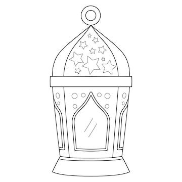 Premium vector ramadan lantern isolated coloring page for kids