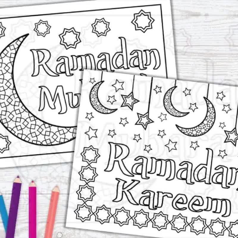 Ramadan coloring pages ramadan printable for kids and adults ramadan mubarak coloring pages islamic coloring pdf instant download download now