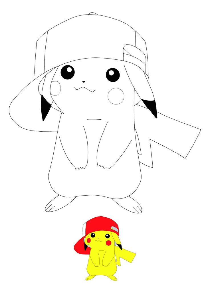 Pikachu with hat coloring pages