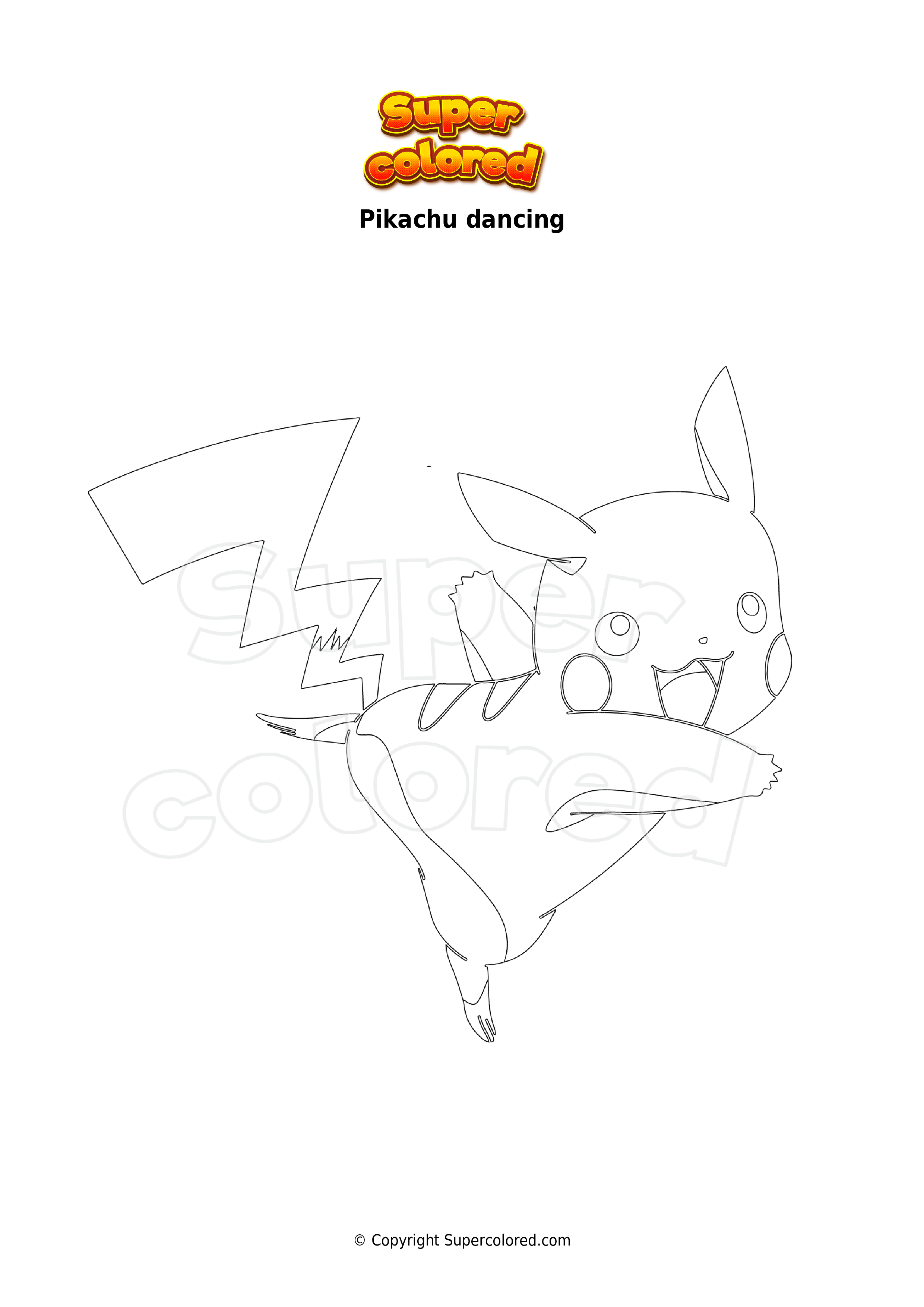 Coloring page pikachu dancing