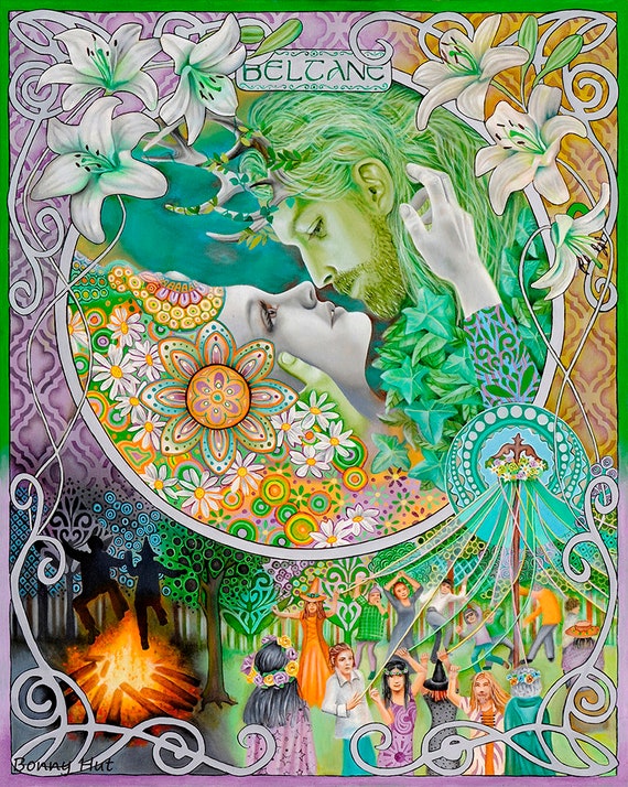 Beltane rueda del aão decoraciãn wicca arte celta regalos de brujas seãor y dama arte pagano rueda wicca impresiãn de altar pagano