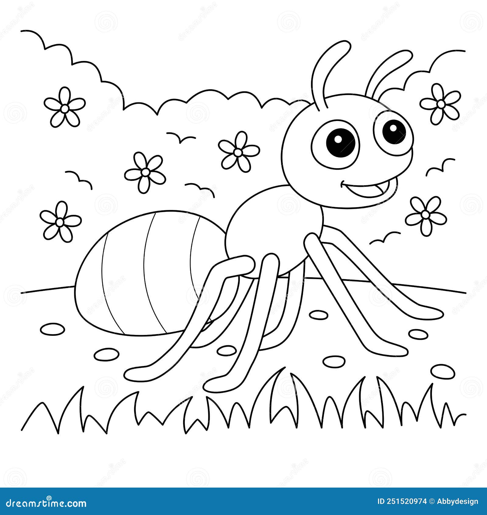 Ant animal coloring page for kids stock vector