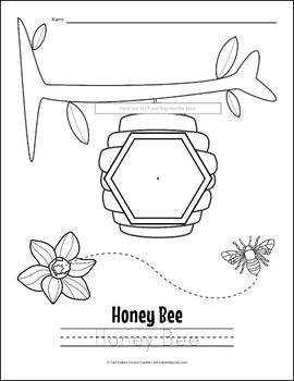 Honey bee coloring page craft activity