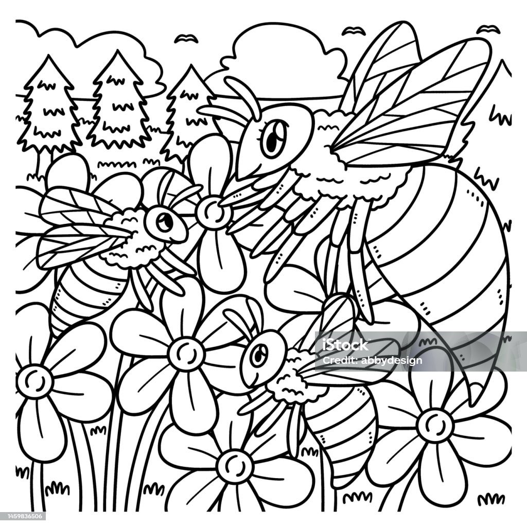 Queen bee and baby bee coloring page for kidsåéåååæååèæé