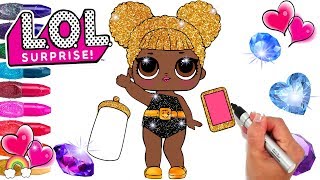 Glitter series queen bee lol doll coloring page confetti pop surprise lol doll printable pages