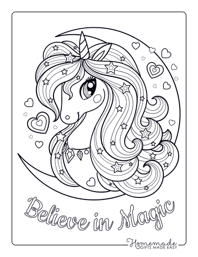 Magical unicorn coloring pages for kids adults