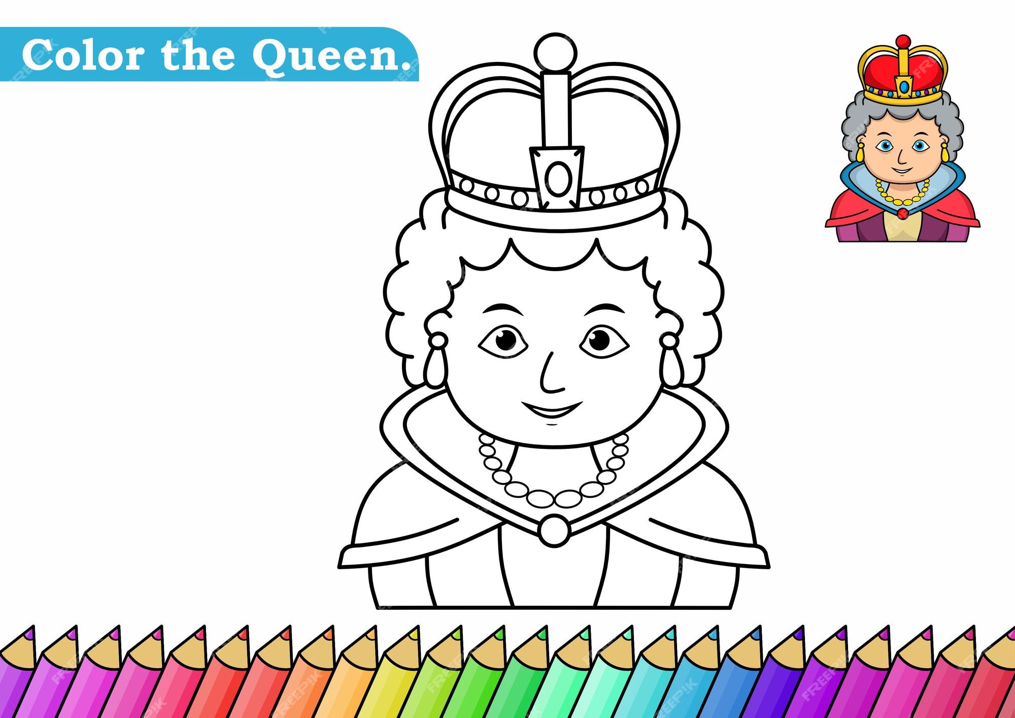 Premium vector coloring page for queen vector illustration kindergarten coloring pages activity worksheet