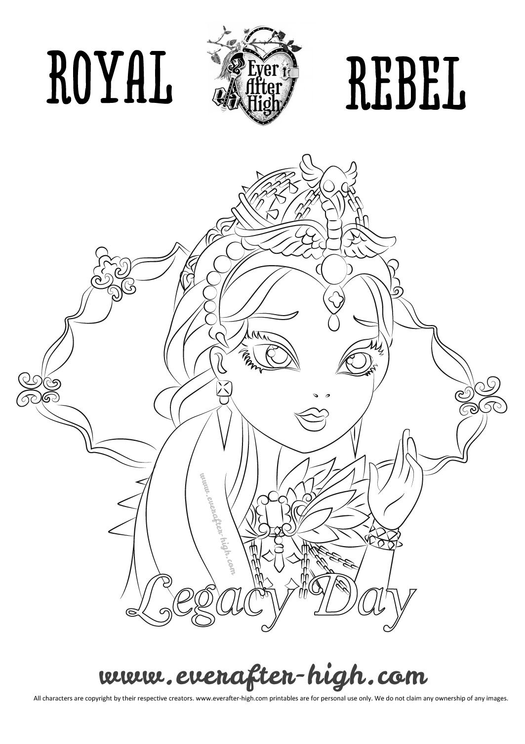 Legacy day raven queen coloring page ever after high