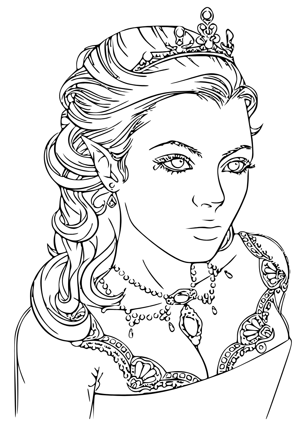 Free printable queen fabulous coloring page for adults and kids