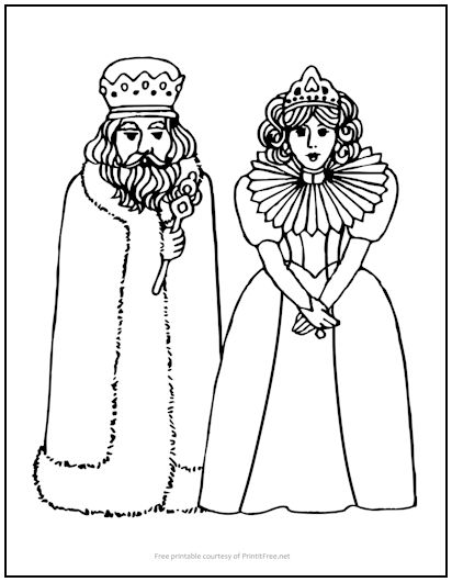 King and queen coloring page print it free