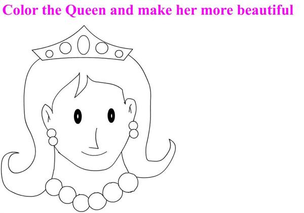 Beautiful queen coloring page for kids