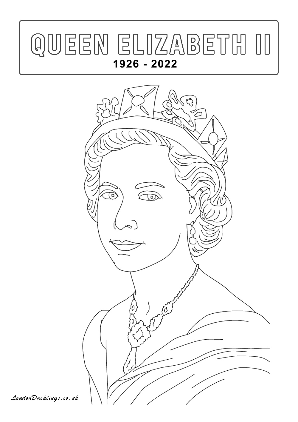 Queen elizabeth ii louring page fun history for kids