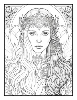 Elven queen coloring book for adults elven queen spiritual coloring pages vol