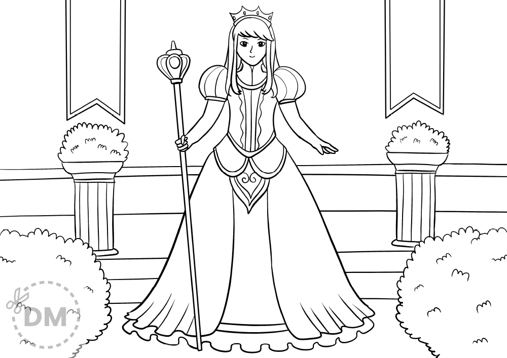 Majestic queen printable coloring page