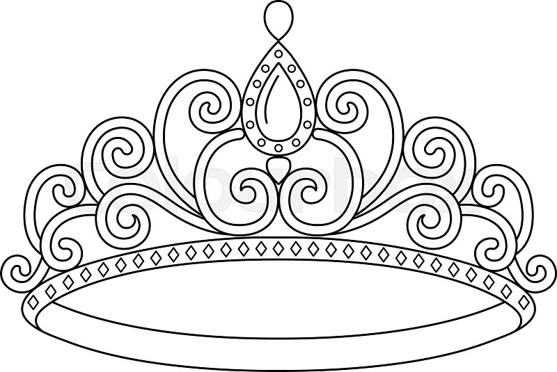 Princess crown coloring page isolated stock vector